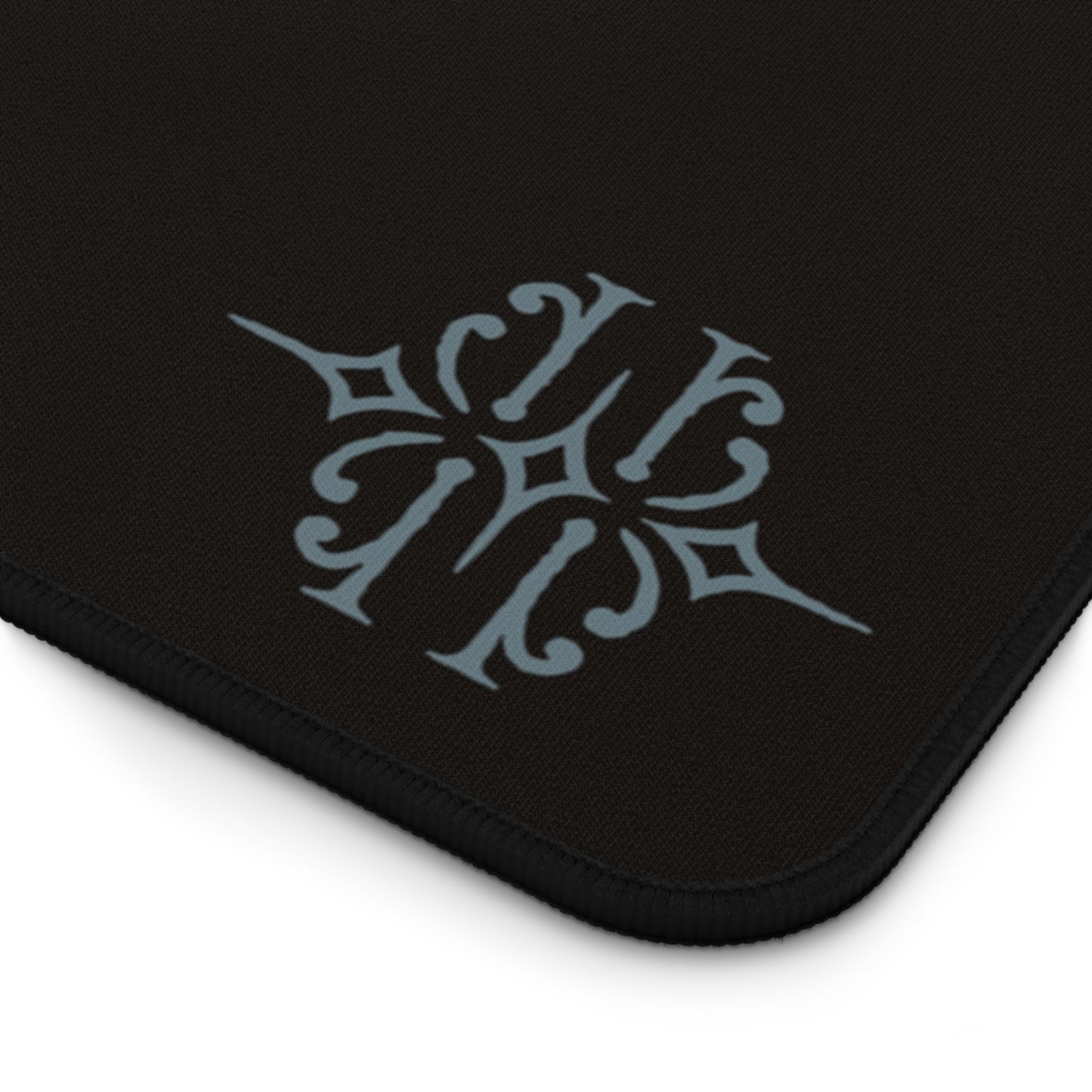 Black Desk Mat with Subtle Monogram Accent – Minimalist Office Mouse Pad