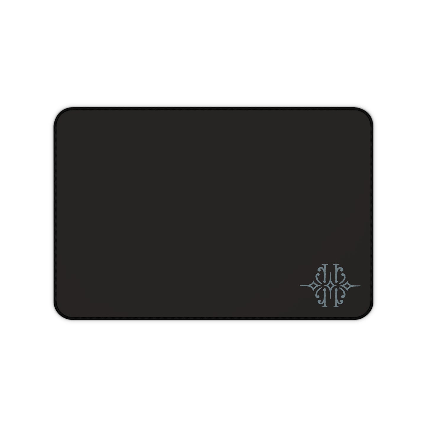 Black Desk Mat with Subtle Monogram Accent – Minimalist Office Mouse Pad