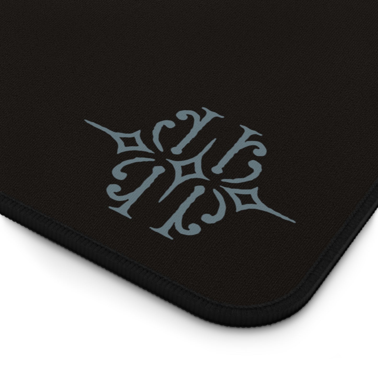 Black Desk Mat with Subtle Monogram Accent – Minimalist Office Mouse Pad