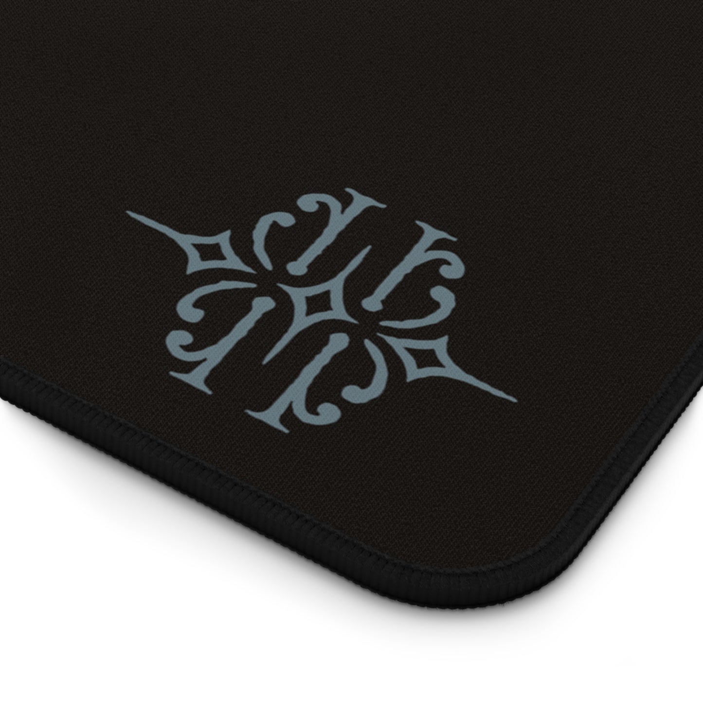 Black Desk Mat with Subtle Monogram Accent – Minimalist Office Mouse Pad
