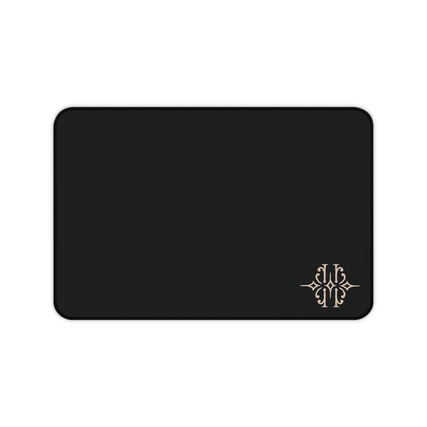 Black Leatherette Desk Mat with Monogram Accent — Elegant Office Desk Pad
