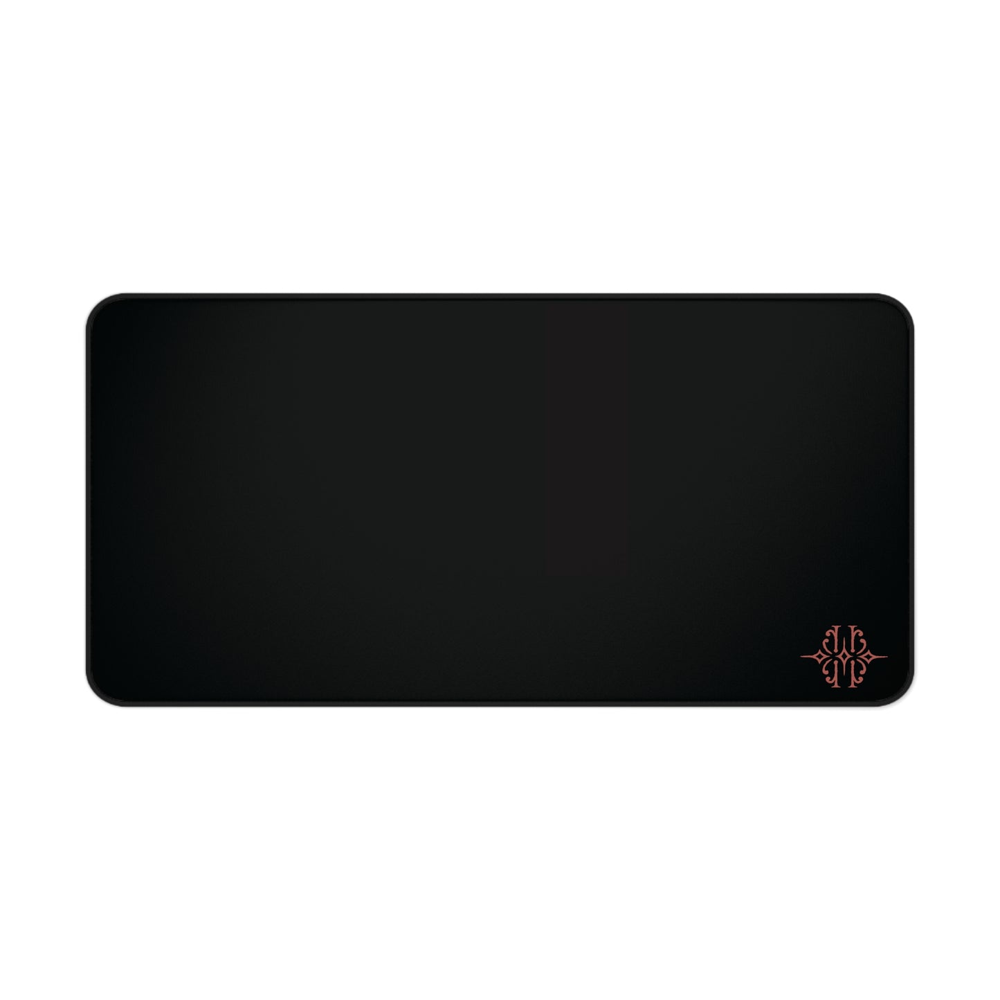 Black Desk Mat with Minimal Rose Gold Monogram — Sleek Office Mouse Pad