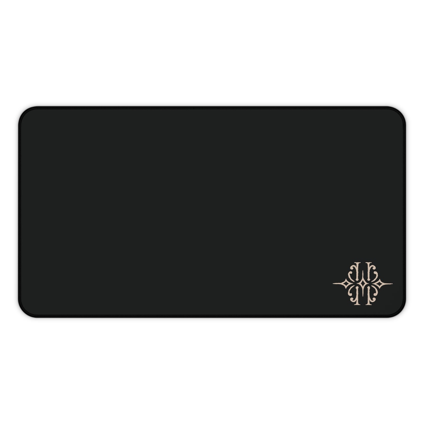 Black Leatherette Desk Mat with Monogram Accent — Elegant Office Desk Pad
