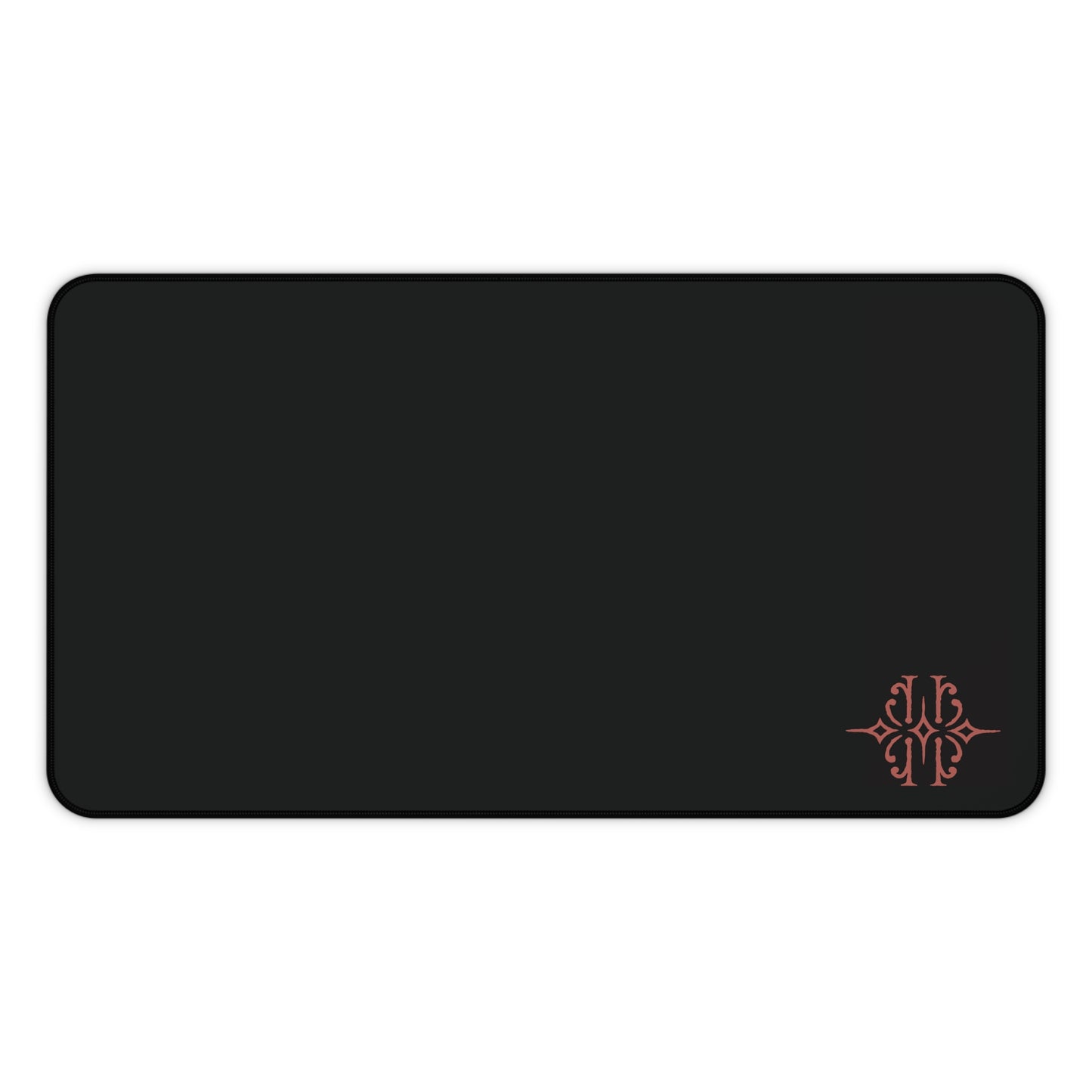Black Desk Mat with Minimal Rose Gold Monogram — Sleek Office Mouse Pad