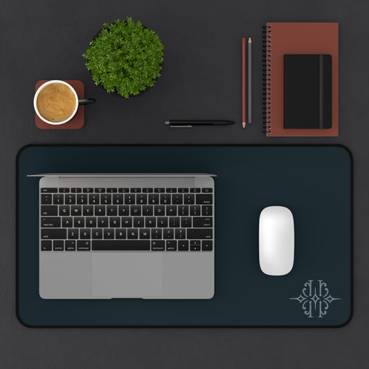 Minimal Dark Desk Mat — Large Ergonomic Mouse Pad with Subtle Monogram