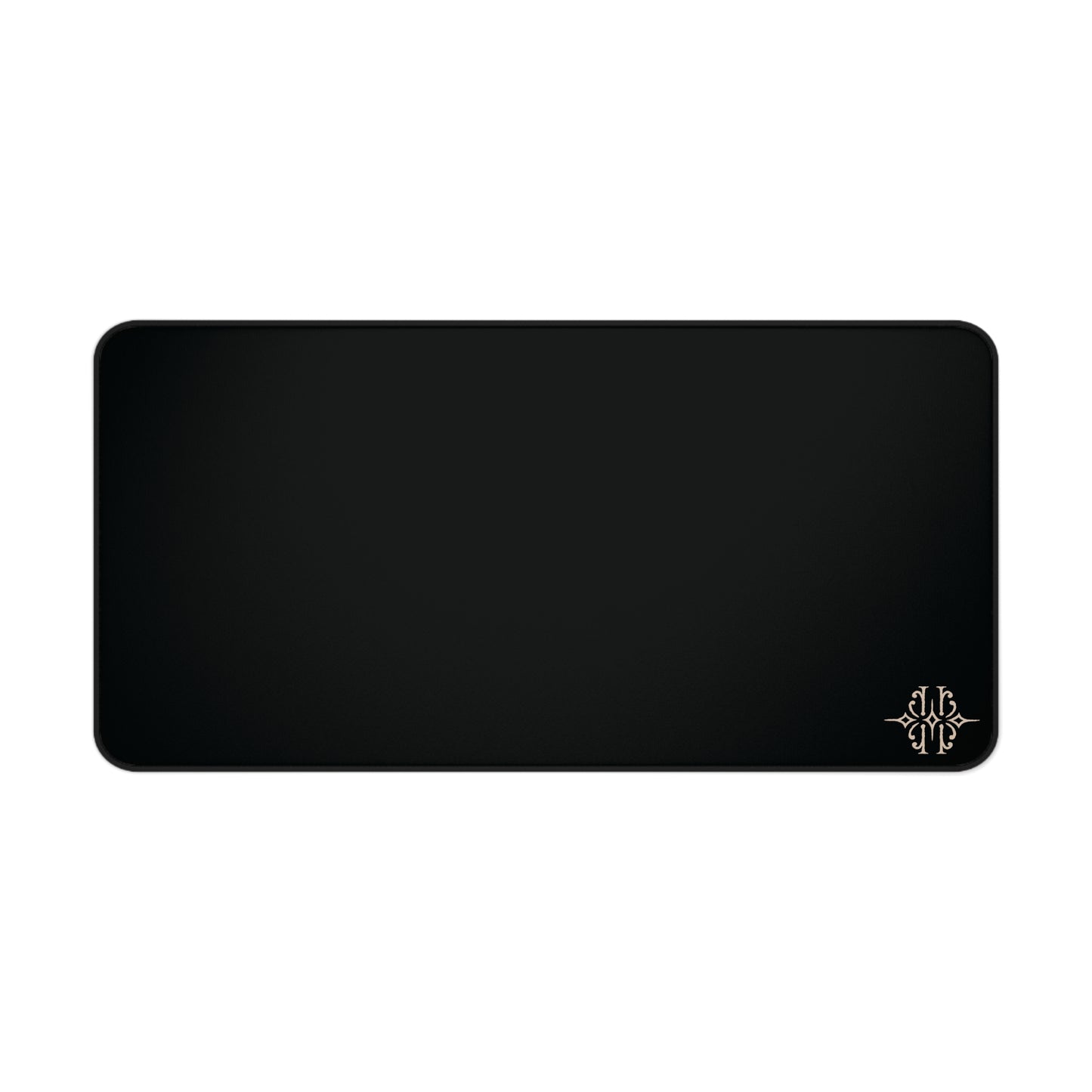 Black Leatherette Desk Mat with Monogram Accent — Elegant Office Desk Pad